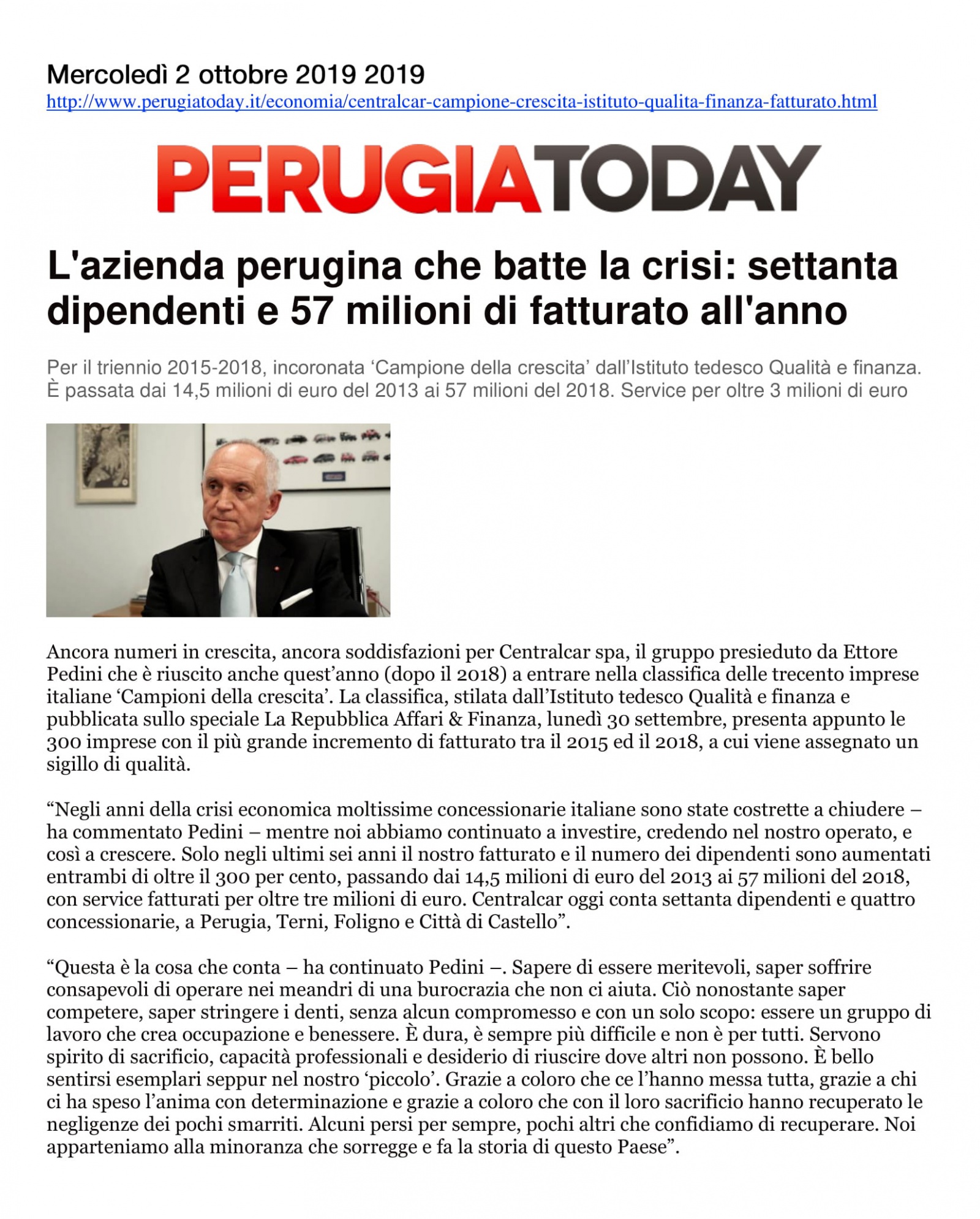 L'azienda perugina che batte la crisi: settanta dipendenti e 57 milioni di fatturato all'anno