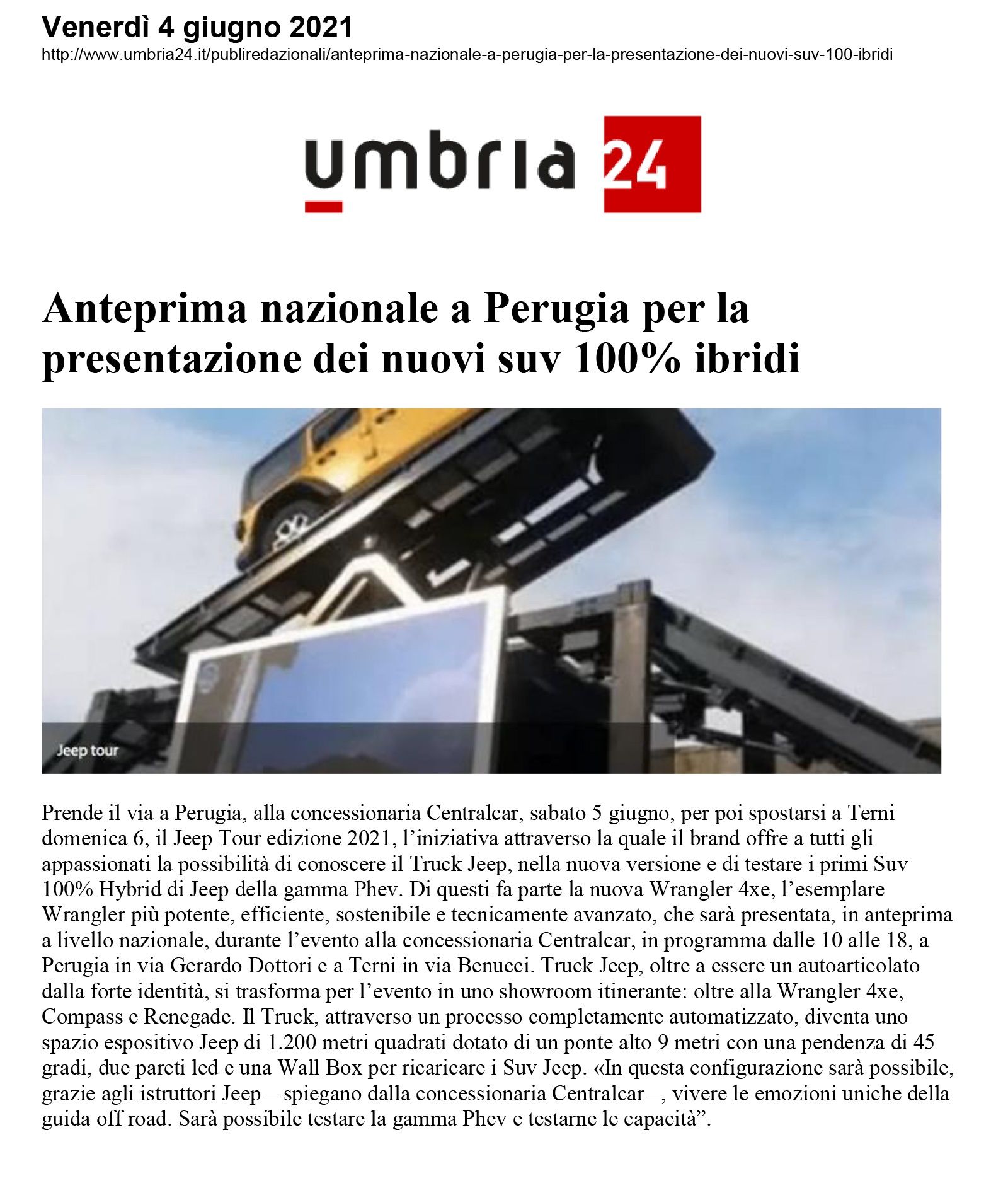 Anteprima nazionale a Perugia per la  presentazione dei nuovi suv 100% ibridi